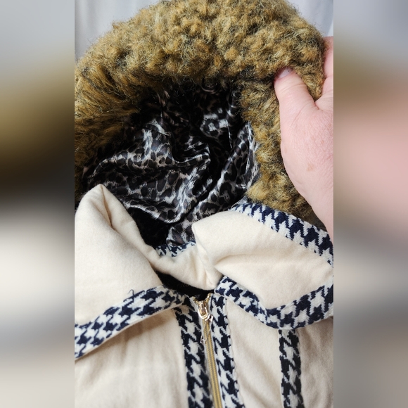 Women's Vintage Cream Hooded Jacket with Houndstooth Trim - Baby Phat - L - Picture 11 of 16
